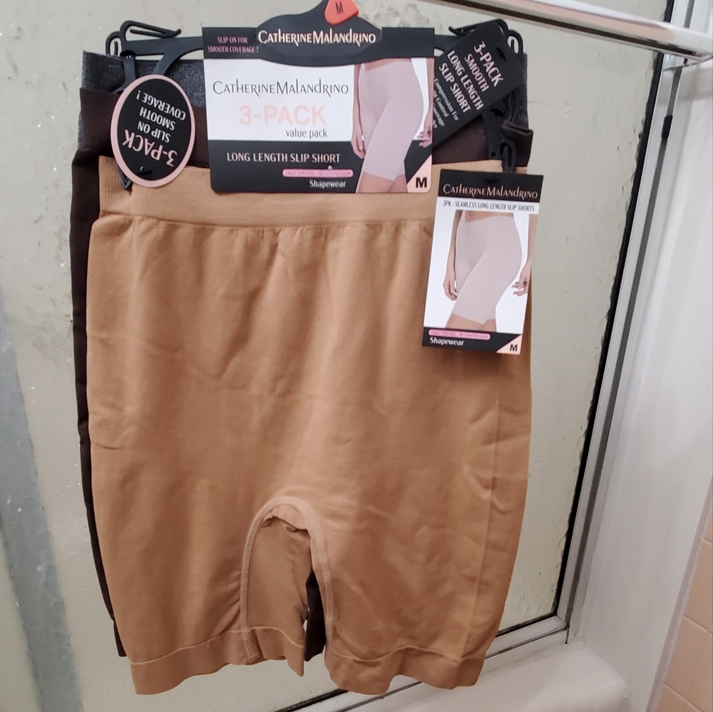 NWT Catherine Malandrino 3Pk Long Length Slip Shorts Shapewear; Medium Sz; $35